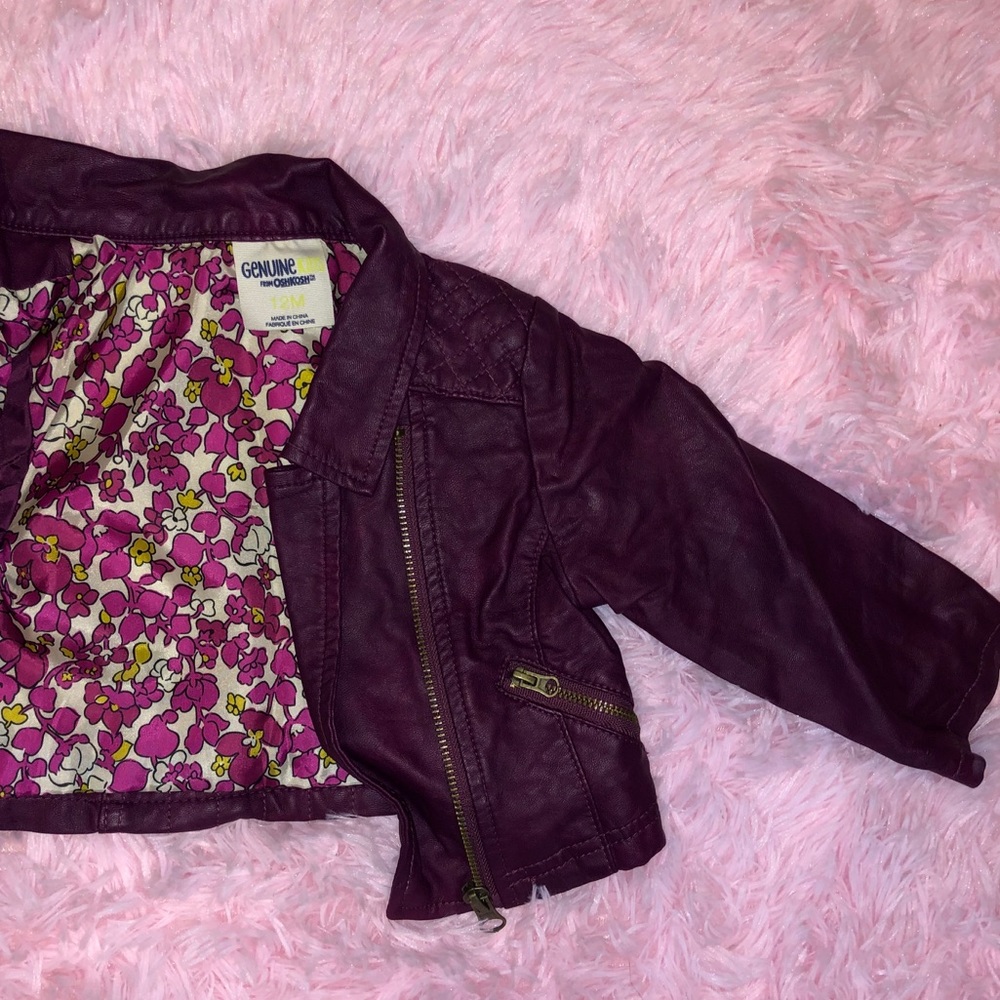 Maroon Long Sleeve Leather Jacket